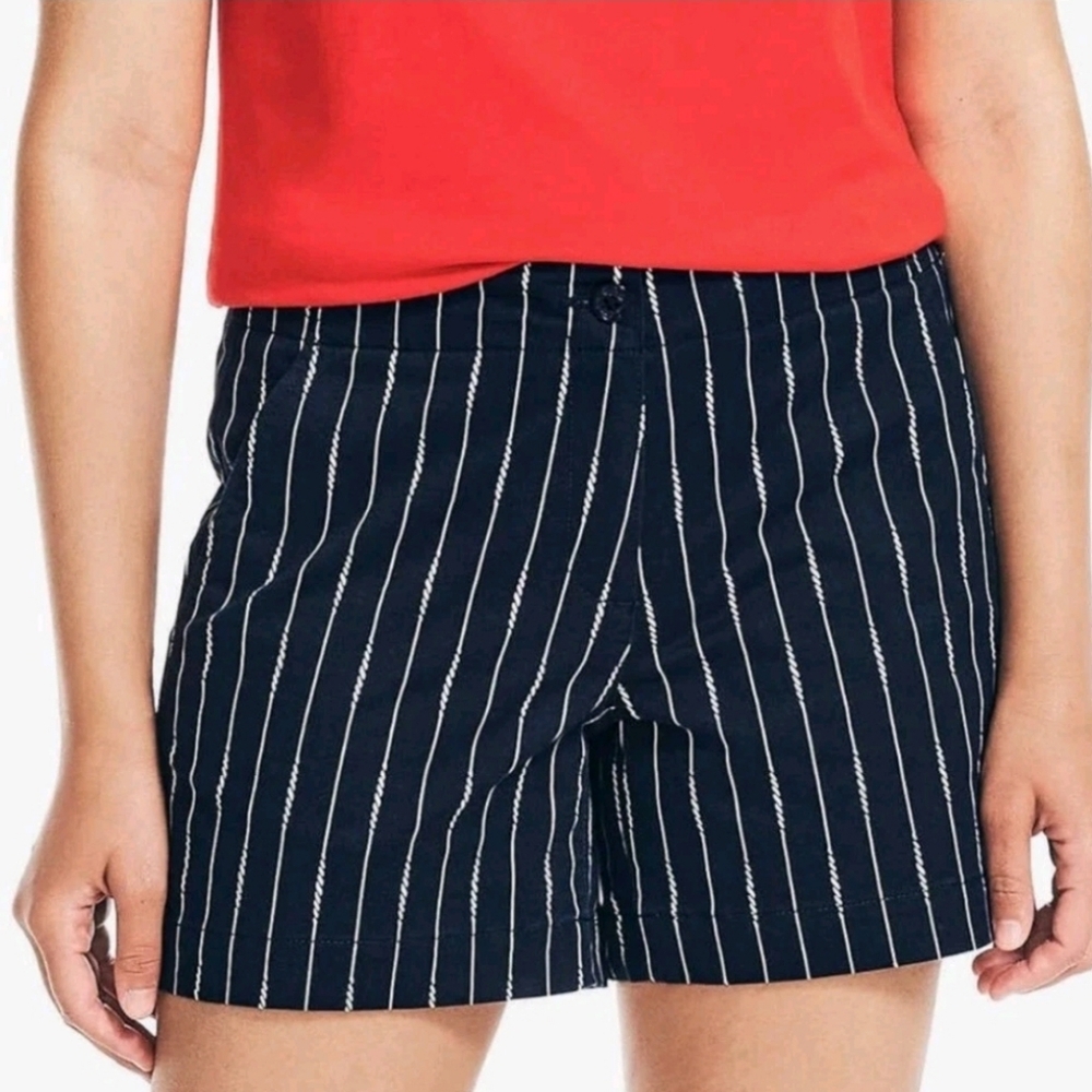 Nautica Navy Mid-rise Twill Navy Seas Womens Shorts Sz 12